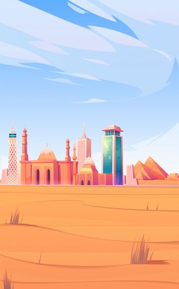 Egypt landmarks, cairo city skyline mobile screen Free Vector