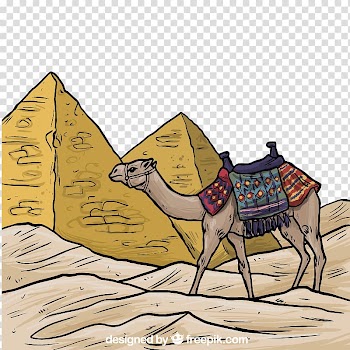 Egyptian pyramids Bactrian camel Ancient Egypt Illustration, Egyptian pyramids and camel colored material transparent background PNG clipart