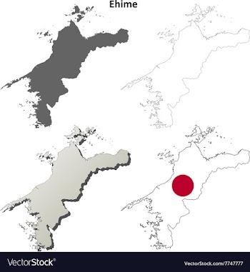 Ehime blank outline map set vector image