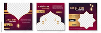 Eid al fitr post template. Social media post template. Eid al fitr sales banner template. Vector illustration
