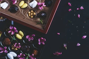 Eid Mubarak. Different iftar sweets. Celebrating Eid Al Adha. Islamic traditional holiday. Eid al-Fitr. Holly month Ramadan. Middle Eastern religious holiday. Dried date fruit. Flat lay, top view.