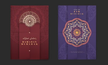 Eid mubarak flyers Free Vector