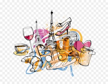 Eiffel Tower Architecture Cartoon Illustration - France theme download 