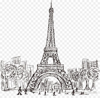 Eiffel Tower Drawing Calendar Illustration - Vector Eiffel Tower in Paris artwork 