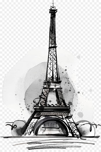 Eiffel Tower Drawing Illustration - Black Drawing Eiffel Tower 