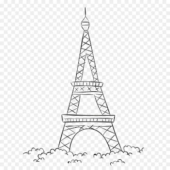 Eiffel Tower Drawing Monument Coloring book Illustration - french cartoon 