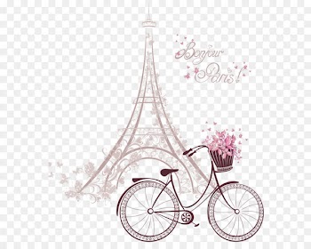Eiffel Tower Notre-Dame de Paris Royalty-free - The pink tower under the bike vector 