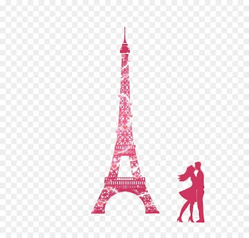 Eiffel Tower Pink Wall decal Wallpaper - Paris Valentine's Day romantic silhouette 