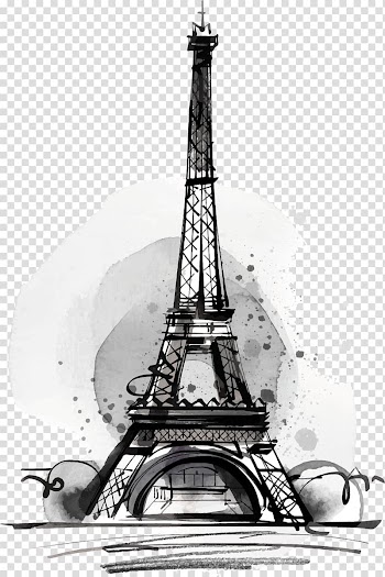 Eiffel Tower sketch , Eiffel Tower Drawing Illustration, Black Drawing Eiffel Tower transparent background PNG clipart