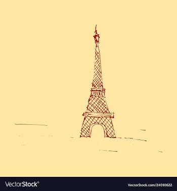 Eiffel tower sketch style old engraving vector image