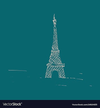 Eiffel tower sketch style old engraving vector image