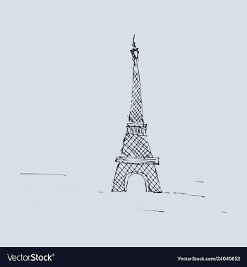 Eiffel tower sketch style old engraving vector image