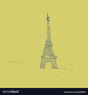 Eiffel tower sketch style old engraving vector image