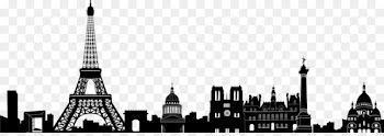 Eiffel Tower Skyline Silhouette Illustration - Paris PNG Image 