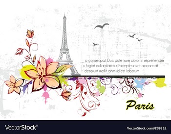 Eiffel tower with floral and grunge vector image