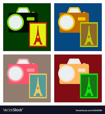 Eiffel tower with photo camera vector image
