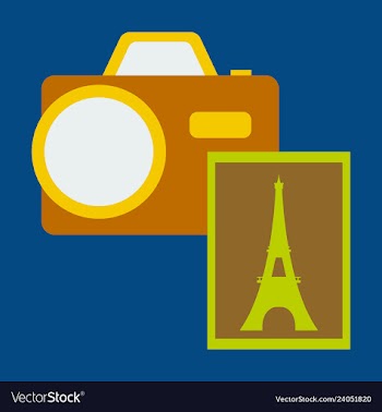 Eiffel tower with photo camera vector image