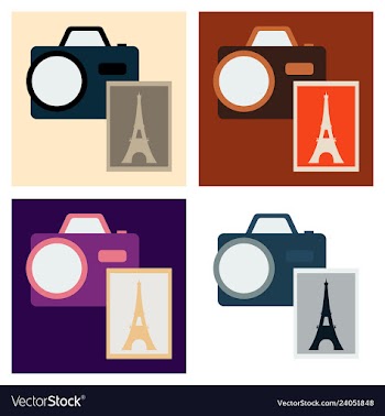 Eiffel tower with photo camera vector image