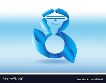 Eight logo design blue shaped vector image