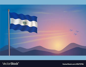 el salvador flag in the morning sun