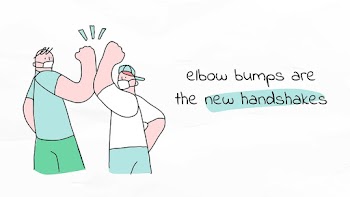 Elbow bumps new normal lifestyle doodle poster