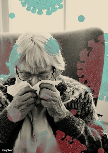 Elderly at risk woman showing coronavirus symptoms | Free  illustration - 2304659