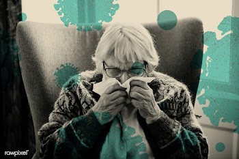 Elderly at risk woman showing coronavirus symptoms | Free  illustration - 2304686