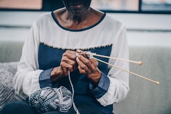 Elderly Woman Knitting