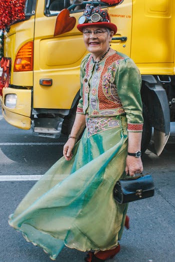 Elderly Woman Wearing Greed Dress