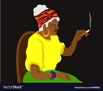 elderly woman with cigarette on