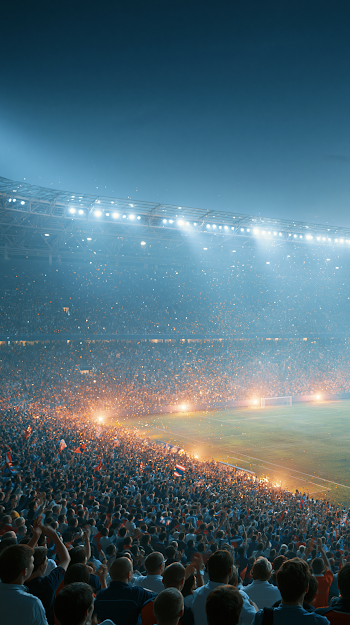 Electric Atmosphere in a World Cup Stadium at Night