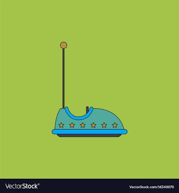Electric bumper red car flat line icon amusement vector image