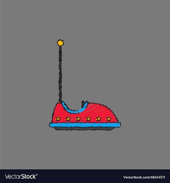 Electric bumper red car flat line icon amusement vector image