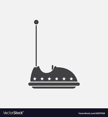 Electric bumper red car flat line icon amusement vector image