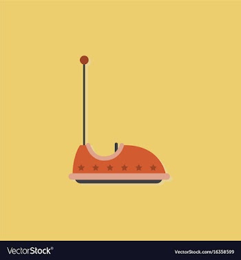 Electric bumper red car flat line icon amusement vector image