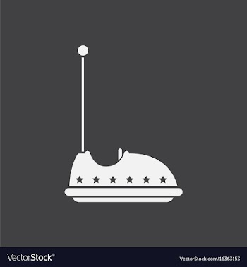 Electric bumper red car flat line icon amusement vector image