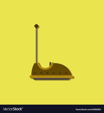 Electric bumper red car flat line icon amusement vector image