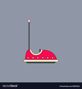 Electric bumper red car flat line icon amusement vector image