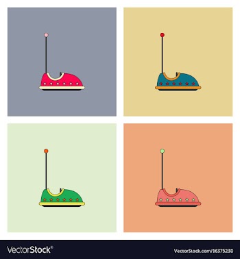 Electric bumper red car flat line icon amusement vector image