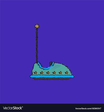 Electric bumper red car flat line icon amusement vector image