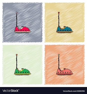 Electric bumper red car flat line icon amusement vector image