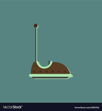Electric bumper red car flat line icon amusement vector image