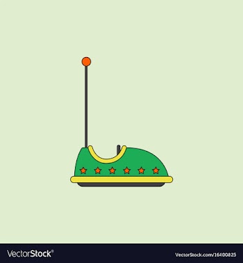 Electric bumper red car flat line icon amusement vector image
