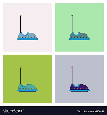 Electric bumper red car flat line icon amusement vector image
