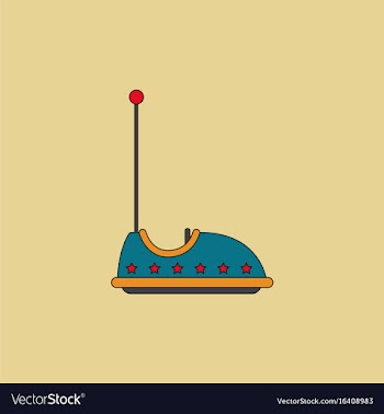 Electric bumper red car flat line icon amusement vector image