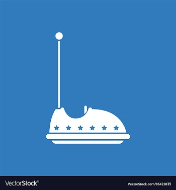 Electric bumper red car flat line icon amusement vector image