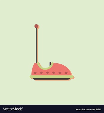 Electric bumper red car flat line icon amusement vector image