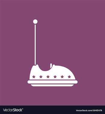 Electric bumper red car flat line icon amusement vector image