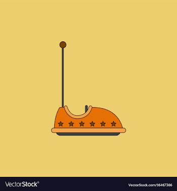 Electric bumper red car flat line icon amusement vector image