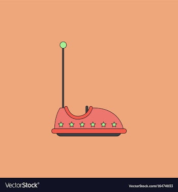 Electric bumper red car flat line icon amusement vector image